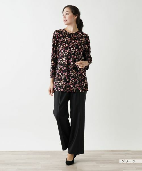 Leilian PLUS HOUSE / レリアンプラスハウス カットソー | ボタニカル柄チュニック丈カットソー【プラス企画】 | 詳細1