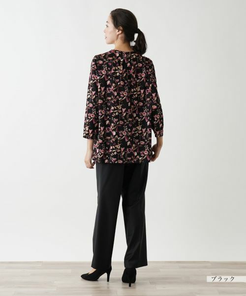 Leilian PLUS HOUSE / レリアンプラスハウス カットソー | ボタニカル柄チュニック丈カットソー【プラス企画】 | 詳細3