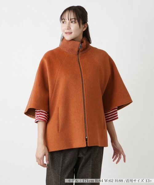 Leilian PLUS HOUSE/レリアンプラスハウス 切替スタンドカラーコート アプリコット 13+ Leilian PLUS HOUSE/レリアンプラスハウス 切替スタンドカラーコート アプリコット 13+