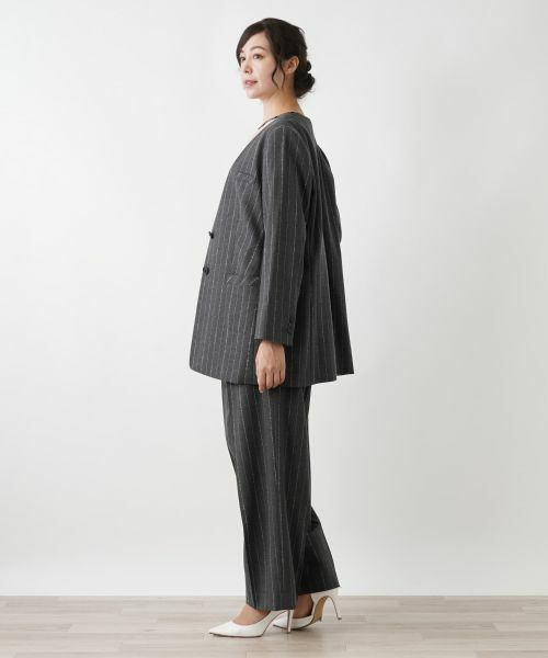 Leilian PLUS HOUSE / レリアンプラスハウス テーラードジャケット | ピンストライプノーカラージャケット | 詳細2