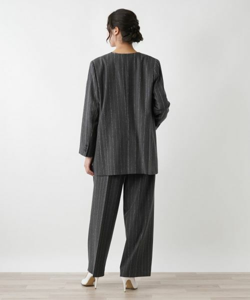 Leilian PLUS HOUSE / レリアンプラスハウス テーラードジャケット | ピンストライプノーカラージャケット | 詳細3