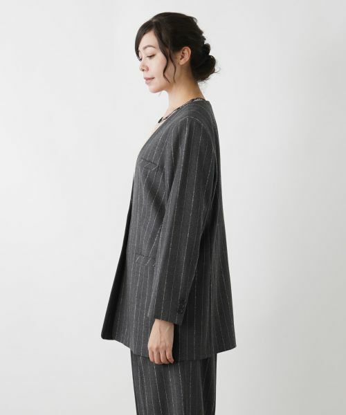 Leilian PLUS HOUSE / レリアンプラスハウス テーラードジャケット | ピンストライプノーカラージャケット | 詳細5