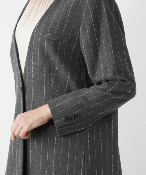 Leilian PLUS HOUSE / レリアンプラスハウス テーラードジャケット | ピンストライプノーカラージャケット | 詳細9