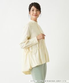 Leilian PLUS HOUSE / レリアンプラスハウス ドロストバンドカラーロングブラウス【Leilian：EZUMI】 ドロストバンドカラーロングブラウス【Leilian：EZUMI
