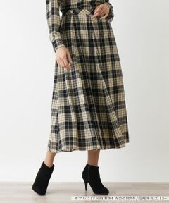Leilian PLUS HOUSE / レリアンプラスハウス ミニ・ひざ丈スカート | タータンチェックフレアスカート