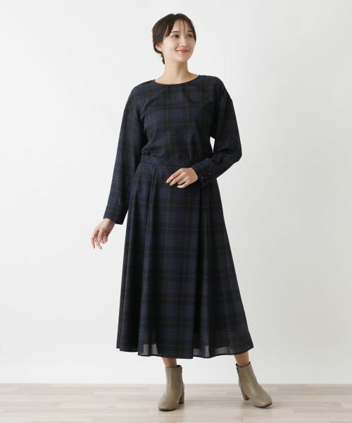 Leilian PLUS HOUSE / レリアンプラスハウス ミニ・ひざ丈スカート | タータンチェックフレアスカート | 詳細1