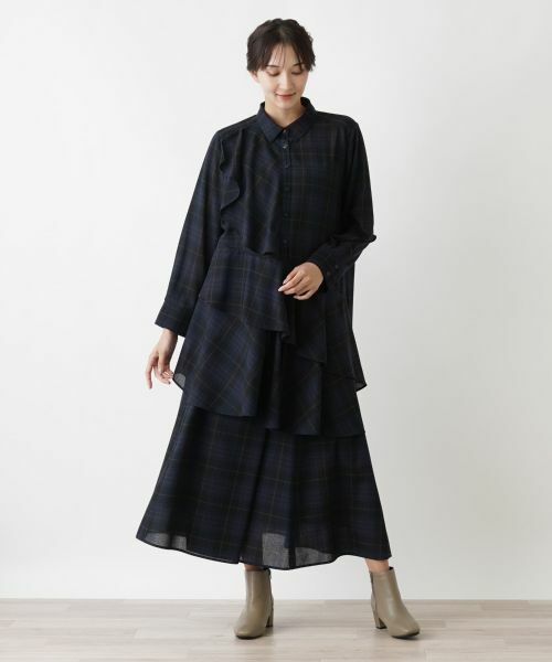 Leilian PLUS HOUSE / レリアンプラスハウス ミニ・ひざ丈スカート | タータンチェックフレアスカート | 詳細4