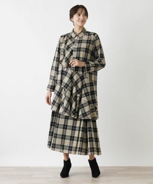 Leilian PLUS HOUSE / レリアンプラスハウス ミニ・ひざ丈スカート | タータンチェックフレアスカート | 詳細9