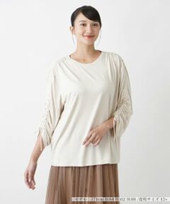 Leilian PLUS HOUSE / レリアンプラスハウス カットソー | シャーリングスリーブカットソー