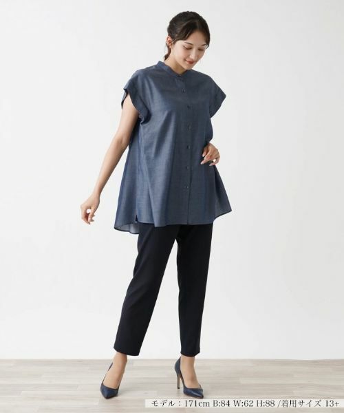 Leilian PLUS HOUSE / レリアンプラスハウス シャツ・ブラウス | バンドカラーブラウス【プラス企画】 | 詳細1