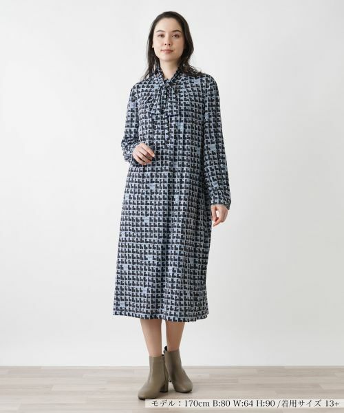 Leilian PLUS HOUSE / レリアンプラスハウス ドレス | グラフィカル総柄ワンピース | 詳細1