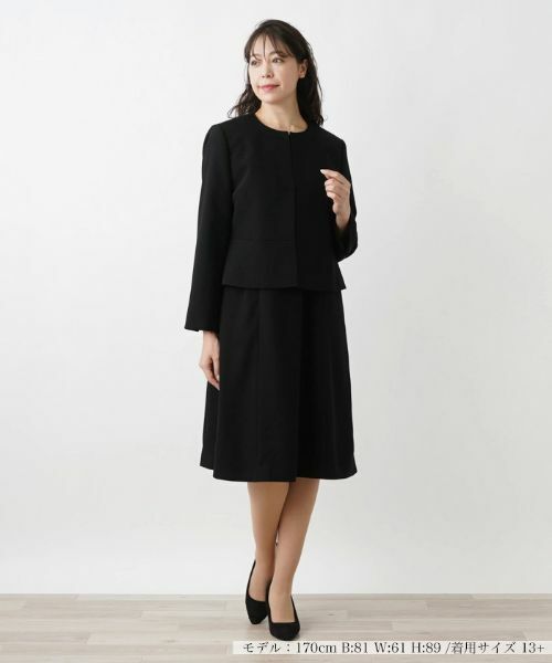 Leilian PLUS HOUSE/レリアンプラスハウス ワンピースアンサンブル【ブラックフォーマル】 ブラック 15+ Leilian PLUS HOUSE/レリアンプラスハウス ワンピースアンサンブル【ブラックフォーマル】 ブラック 15+