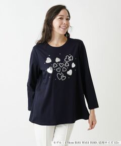 Leilian PLUS HOUSE / レリアンプラスハウス カットソー | フロントモチーフカットソー【プラス企画】