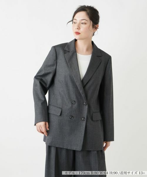 Leilian PLUS HOUSE/レリアンプラスハウス ブレザー【BOURGE】 チャコールグレー 13+ Leilian PLUS HOUSE/レリアンプラスハウス ブレザー【BOURGE】 チャコールグレー 13+