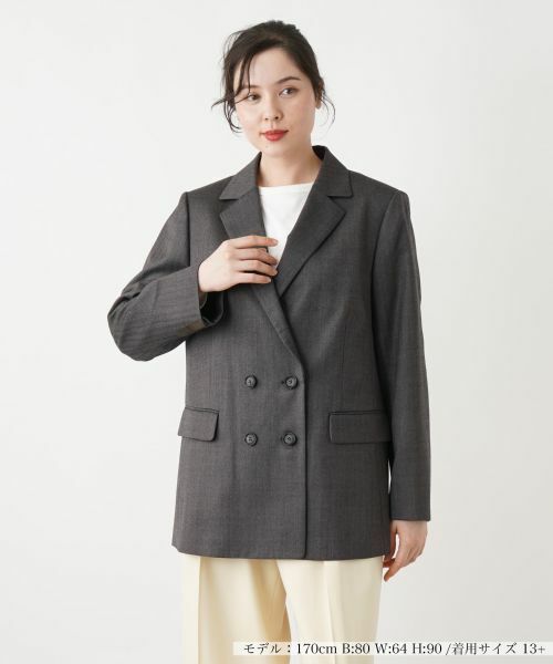 Leilian PLUS HOUSE/レリアンプラスハウス ブレザー【BOURGE】 ブラウン 17+ Leilian PLUS HOUSE/レリアンプラスハウス ブレザー【BOURGE】 ブラウン 17+