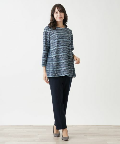 Leilian PLUS HOUSE / レリアンプラスハウス シャツ・ブラウス | マルチボーダーチュニックブラウス【プラス企画】 | 詳細1