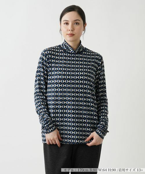 Leilian PLUS HOUSE/レリアンプラスハウス 【店舗人気】ハイネックカットソー【プラス企画】 スカイブルー 17+ Leilian PLUS HOUSE/レリアンプラスハウス 【店舗人気】ハイネックカットソー【プラス企画】 スカイブルー 17+