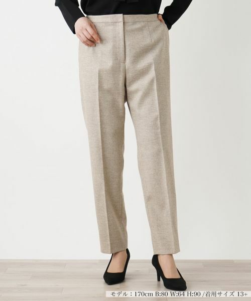 Leilian PLUS HOUSE/レリアンプラスハウス センタープレスパンツ【プラス企画】 ベージュ 13+