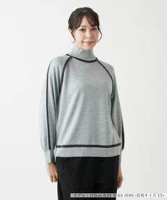 Leilian PLUS HOUSE / レリアンプラスハウス ニット・セーター | 配色トリムハイネックニット【Leilian WHITE LABEL】【BOURGE】