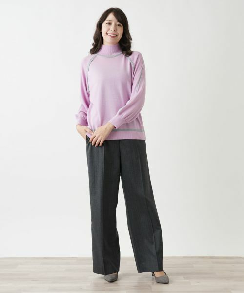 Leilian PLUS HOUSE / レリアンプラスハウス ニット・セーター | 配色トリムハイネックニット【Leilian WHITE LABEL】【BOURGE】 | 詳細1