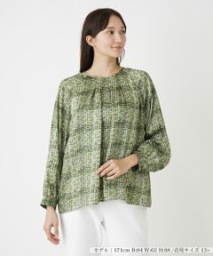 Leilian PLUS HOUSE / レリアンプラスハウス シャツ・ブラウス | チェッククルーネックブラウス【ROCHAS Premiere】【ERICA】