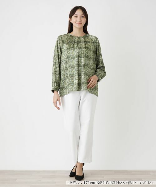 Leilian PLUS HOUSE / レリアンプラスハウス シャツ・ブラウス | チェッククルーネックブラウス【ROCHAS Premiere】【ERICA】 | 詳細1