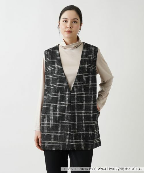 Leilian PLUS HOUSE/レリアンプラスハウス ベスト【ROCHAS Premiere】 ブラック 13+ Leilian PLUS HOUSE/レリアンプラスハウス ベスト【ROCHAS Premiere】 ブラック 13+