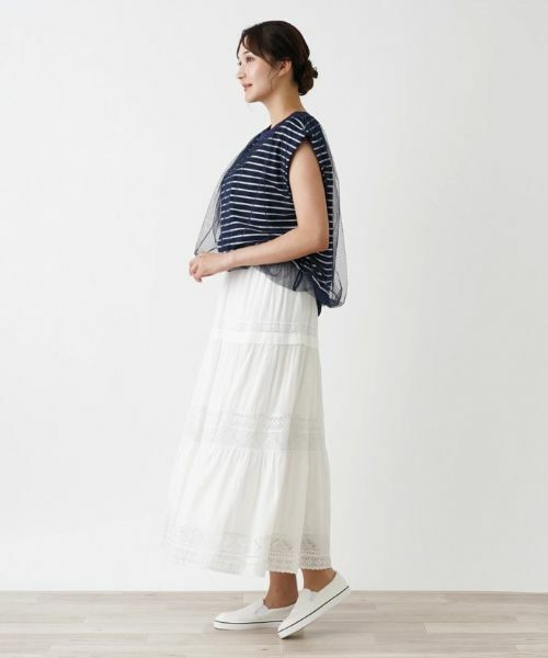 Leilian PLUS HOUSE / レリアンプラスハウス カットソー | チュールボーダーカットソー | 詳細2
