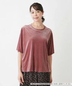 Leilian PLUS HOUSE / レリアンプラスハウス カットソー | ベルベット生地プルオーバー