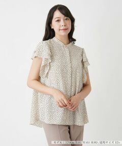 Leilian PLUS HOUSE / レリアンプラスハウス シャツ・ブラウス | ドット柄バンドカラーブラウス