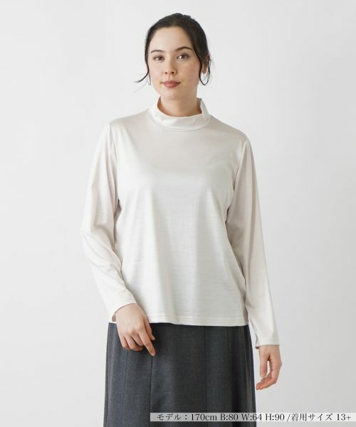 Leilian PLUS HOUSE/レリアンプラスハウス シルクハイネックカットソー アイボリー 13+ Leilian PLUS HOUSE/レリアンプラスハウス シルクハイネックカットソー アイボリー 13+