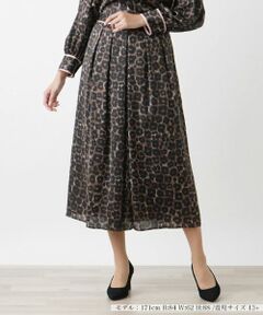 Leilian PLUS HOUSE / レリアンプラスハウス ミニ・ひざ丈スカート | 【セットアップ対応商品】レオパード柄フレアスカート