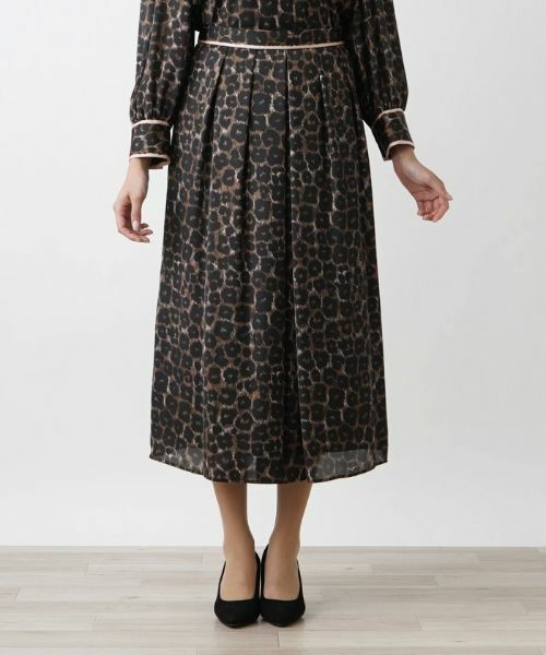 Leilian PLUS HOUSE / レリアンプラスハウス ミニ・ひざ丈スカート | 【セットアップ対応商品】レオパード柄フレアスカート | 詳細4