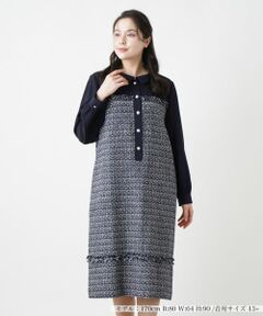 Leilian PLUS HOUSE / レリアンプラスハウス ドレス | MIX素材ワンピース