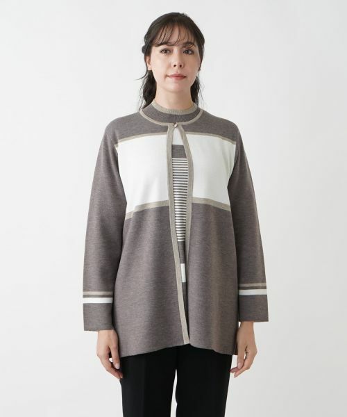 Leilian PLUS HOUSE / レリアンプラスハウス カーディガン・ボレロ | 【店舗人気】カラーブロックカーディガン | 詳細4