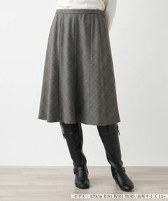 Leilian PLUS HOUSE / レリアンプラスハウス ミニ・ひざ丈スカート | グレンチェックフレアスカート【Leilian WHITE LABEL】