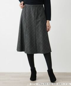 Leilian PLUS HOUSE / レリアンプラスハウス ミニ・ひざ丈スカート | グレンチェックフレアスカート【Leilian WHITE LABEL】