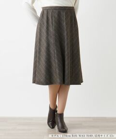 Leilian PLUS HOUSE / レリアンプラスハウス ミニ・ひざ丈スカート | グレンチェックフレアスカート【Leilian WHITE LABEL】