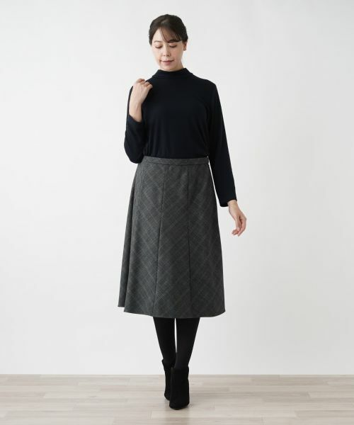 Leilian PLUS HOUSE / レリアンプラスハウス ミニ・ひざ丈スカート | グレンチェックフレアスカート【Leilian WHITE LABEL】 | 詳細1