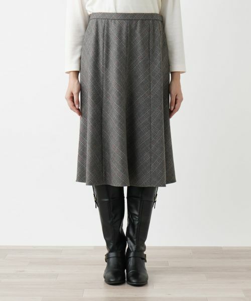 Leilian PLUS HOUSE / レリアンプラスハウス ミニ・ひざ丈スカート | グレンチェックフレアスカート【Leilian WHITE LABEL】 | 詳細10
