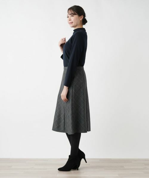 Leilian PLUS HOUSE / レリアンプラスハウス ミニ・ひざ丈スカート | グレンチェックフレアスカート【Leilian WHITE LABEL】 | 詳細2