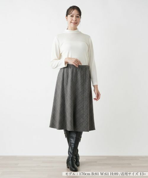 Leilian PLUS HOUSE / レリアンプラスハウス ミニ・ひざ丈スカート | グレンチェックフレアスカート【Leilian WHITE LABEL】 | 詳細7