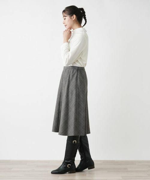 Leilian PLUS HOUSE / レリアンプラスハウス ミニ・ひざ丈スカート | グレンチェックフレアスカート【Leilian WHITE LABEL】 | 詳細8