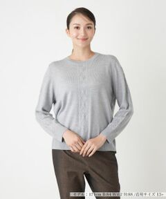 Leilian PLUS HOUSE / レリアンプラスハウス ニット・セーター | ケーブル編みクルーネックニット