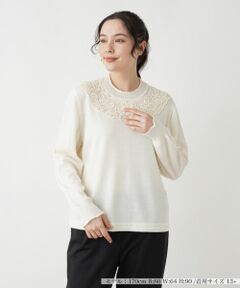 Leilian PLUS HOUSE / レリアンプラスハウス ニット・セーター | レースハイネックニット