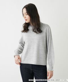 Leilian PLUS HOUSE / レリアンプラスハウス ニット・セーター | レースハイネックニット