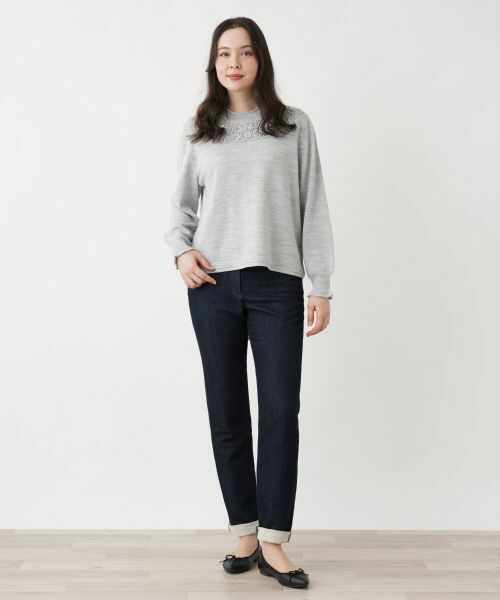 Leilian PLUS HOUSE / レリアンプラスハウス ニット・セーター | レースハイネックニット | 詳細1