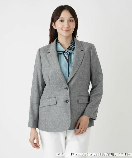 Leilian PLUS HOUSE/レリアンプラスハウス ブレザー【プラス企画】 グレー 17+ Leilian PLUS HOUSE/レリアンプラスハウス ブレザー【プラス企画】 グレー 17+