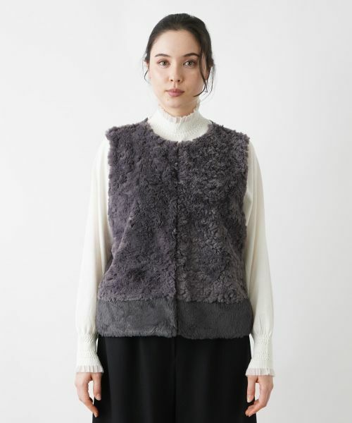 Leilian PLUS HOUSE / レリアンプラスハウス テーラードジャケット | モコモコショート丈ベスト | 詳細4