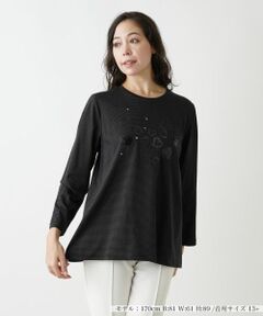 Leilian PLUS HOUSE / レリアンプラスハウス カットソー | フロントモチーフカットソー【プラス企画】